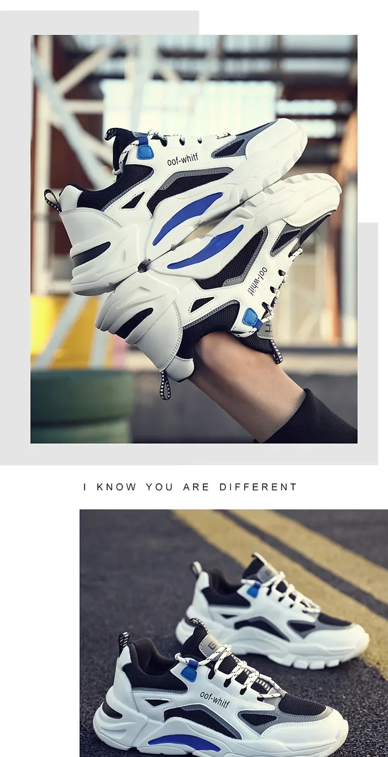 Close-up of stylish men’s breathable mesh sneakers in motion on a city sidewalk, highlighting lightweight design and sporty details 5895