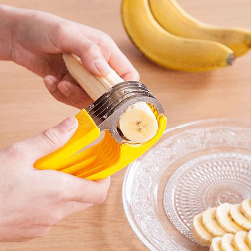 Banana Slicer Fruit Knife Kitchen Gadget Bar Tools Veggie Cutter Stainless  Steel