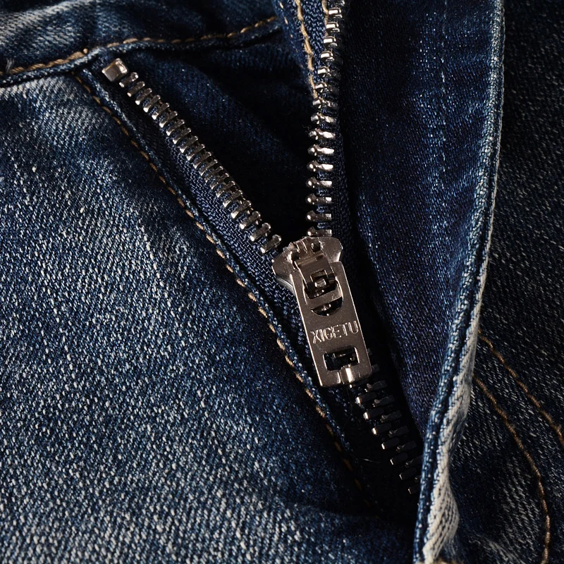 Newly Designer Fashion Men Jeans Summer Elastic Vintage Retro Blue Ripped Short Jeans Homme Patchwork Casual Denim Shorts Men