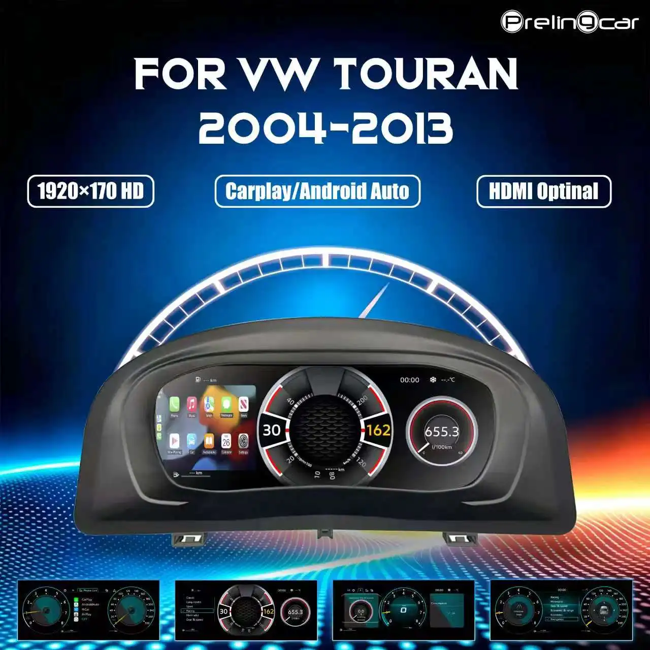 Pantalla LCD digital de 10.25 pulgadas para el panel de instrumentos del Volkswagen Touran años 2004-2013, velocímetro de cabina. 1