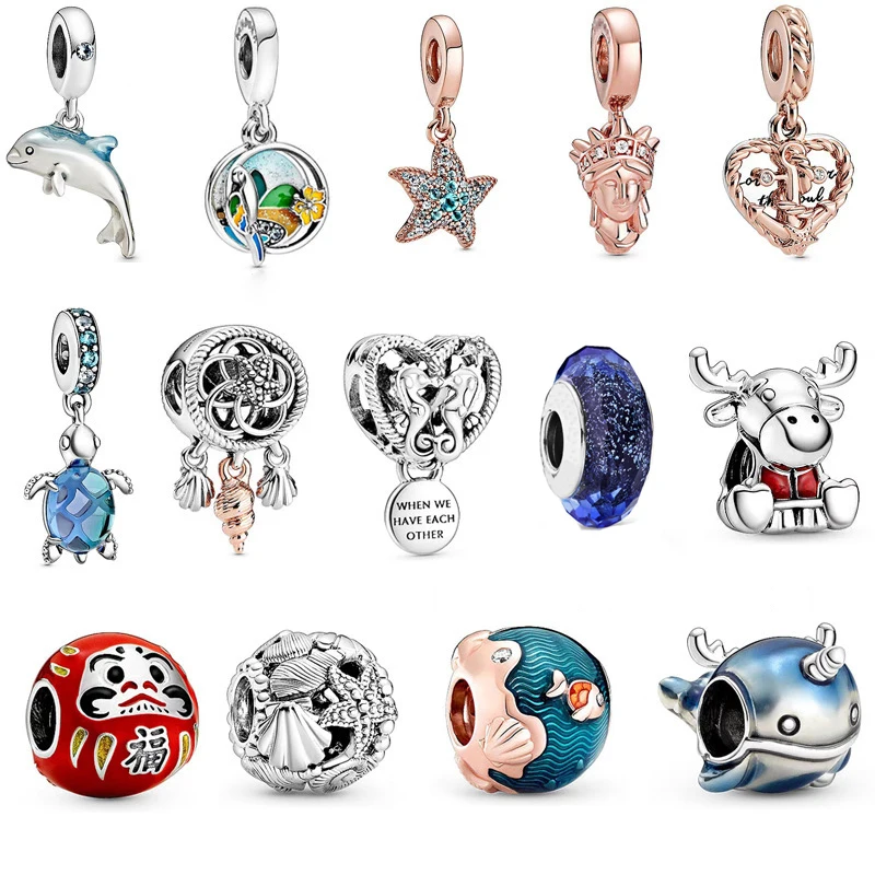 

New Fashion Charm Original Red Damo Alpaca Turtle Beading Suitable for the original Pandora Lady Bracelet Jewelry Accessories