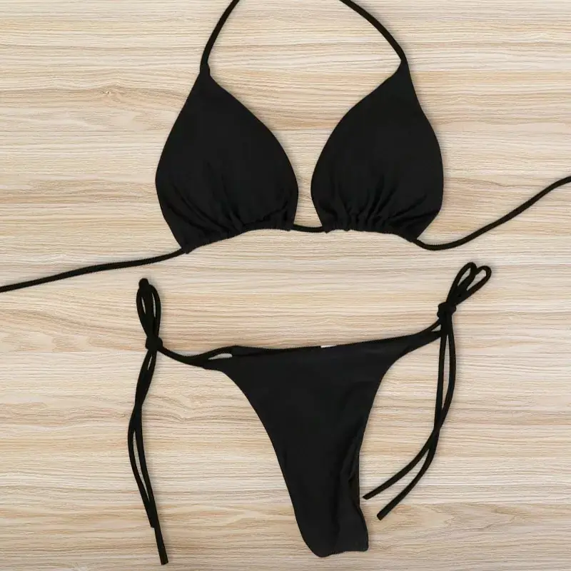 Bikini Swimsuit Set European and American Neck Strap Split Strap Adjustable Multicolor For Women