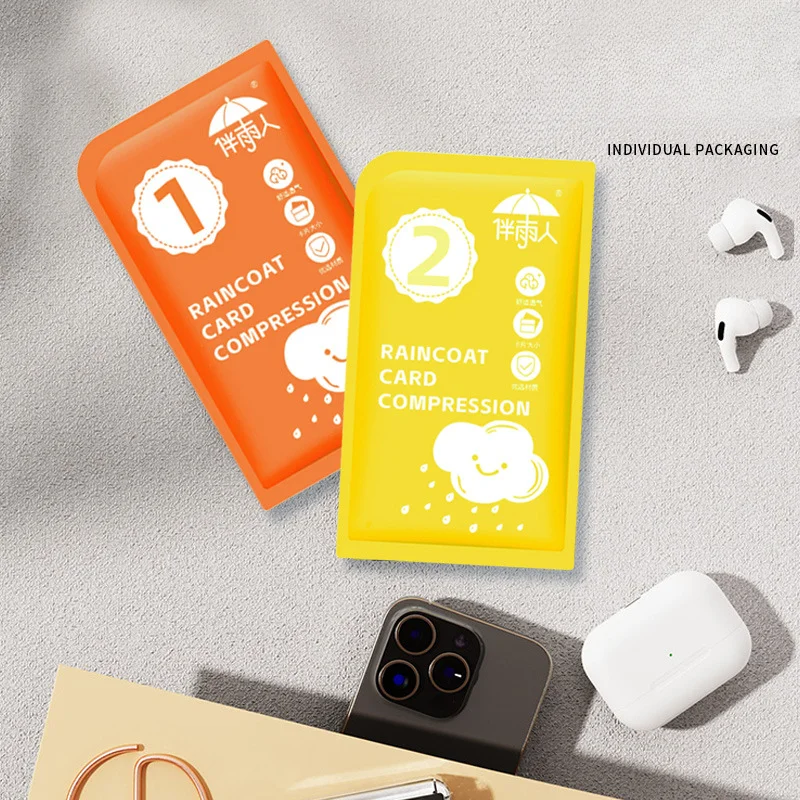 7pcs Disposable Card Raincoat Adult Long Thickened Rainstorm Proof Outdoor Travel Drifting Compression Portable Card Poncho Rain