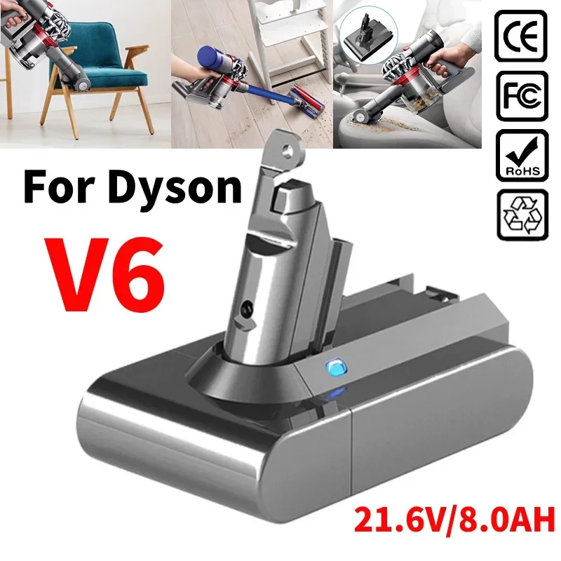 

21.6V 6000/8000mAh Replacement Li-ion Battery for Dyson V6 SV03 DC58 Vacuum Cleaner Battery