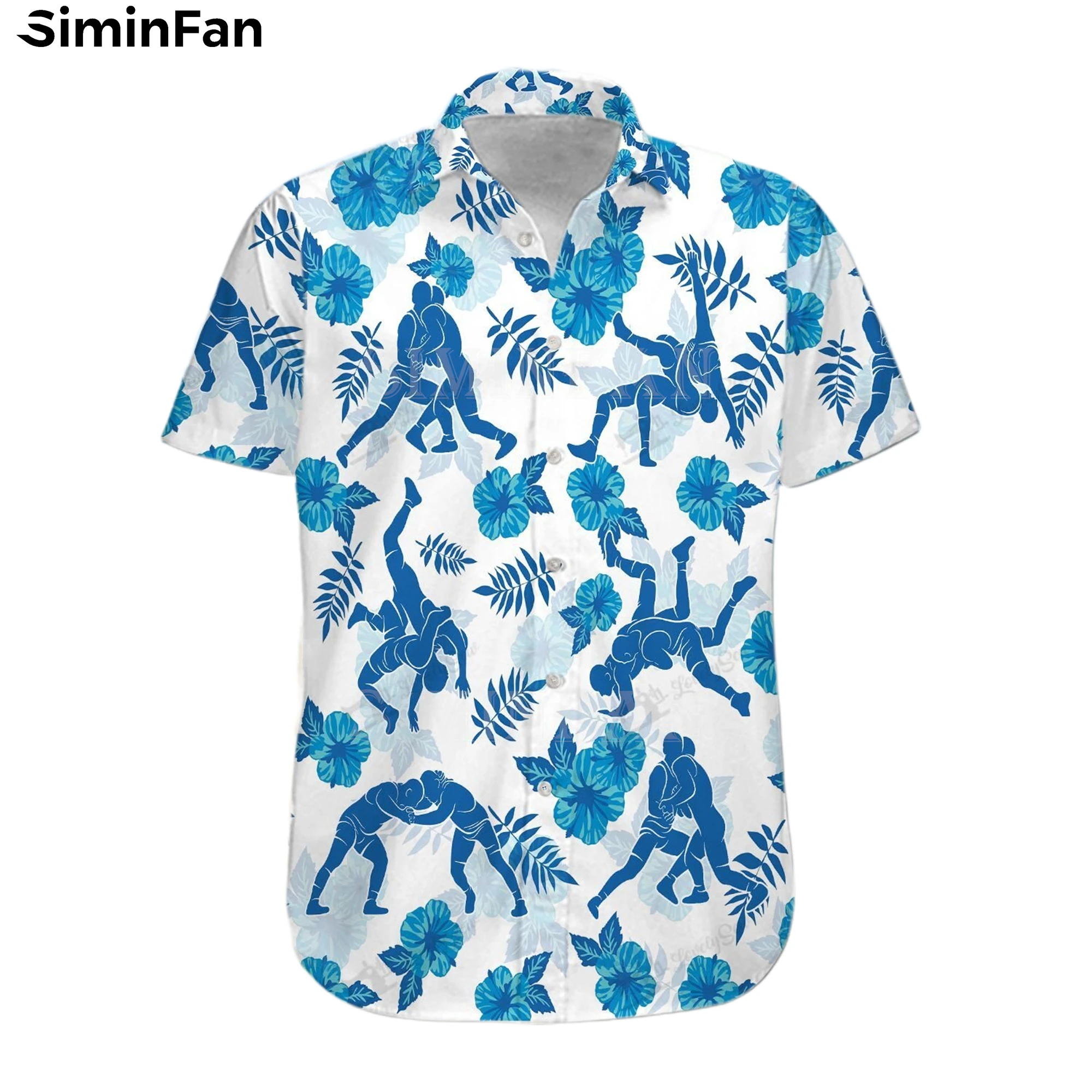 

WRESTLING FLOWER 3D Printed Mens Hawaiian Aloha Shirts Male Luxury Camisa Summer Colorful Beach T-Shirt Unisex Blue Tee Top T4