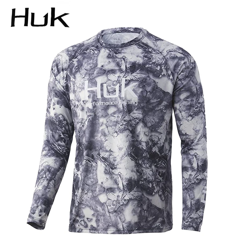 HUK Pro Fishing Shirt Crewneck Summer Long sleeved Fishing Shirt
