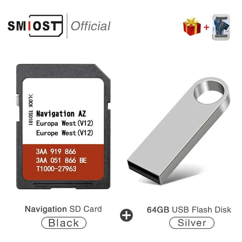 

SMIOST 8GB Memory Card for VW AZ V12 Car GPS Navigation RNS 315 Western EU UK Map Data Update Fast Delivery from Factory OEM