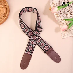 Deluxe Embroidered Cotton Leather Adjustable Guitar Strap (A5)