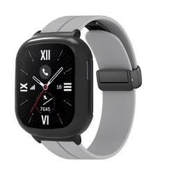 Magnetic Silicone Strap and Case Set for Smartwatches - Premium Replacement Wristband and Protective Accessories (Light Grey)