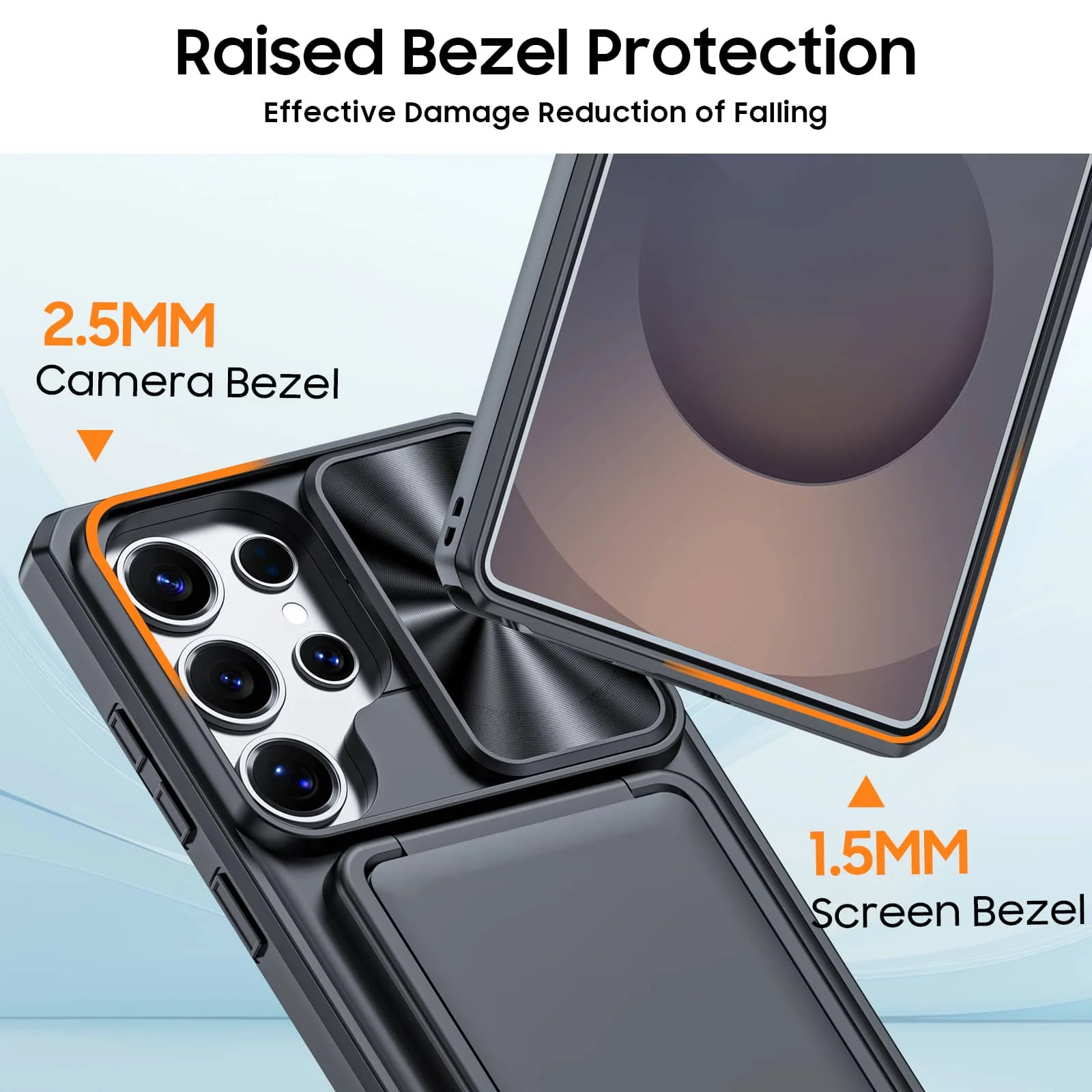 Multifunctional Wallet Case with Card Holder, Slide Camera Cover, Kickstand & Wrist Strap - Rugged Protection