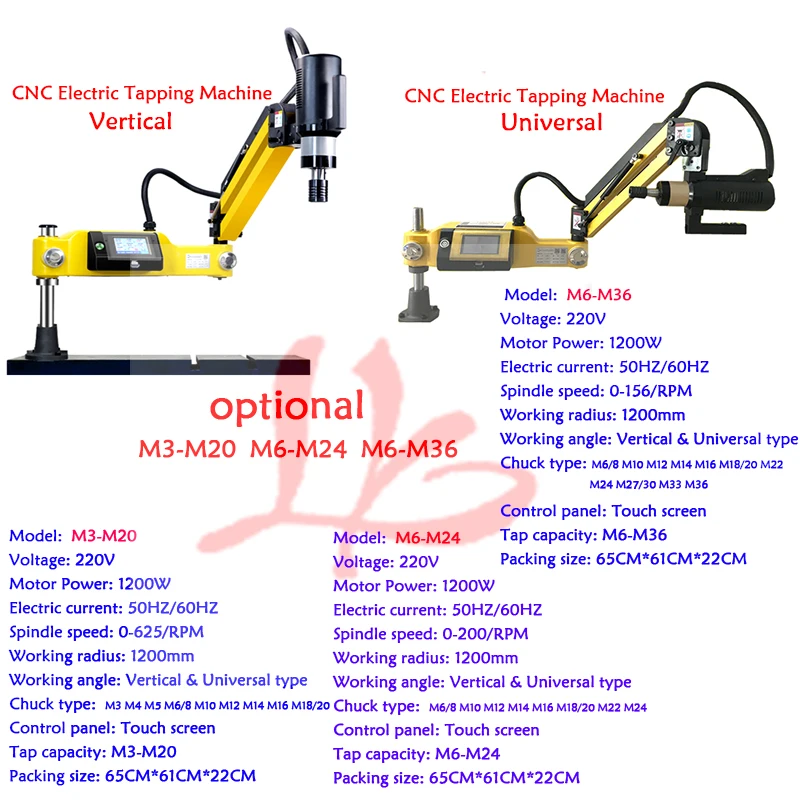 

M3-M16-M36 CNC Electric Tapping Machine Servo Motor Electric Tapper Drilling With Chucks Easy Arm Power Tool Threading Machine