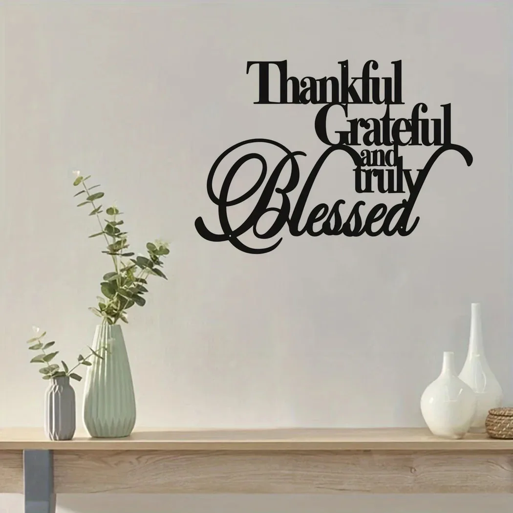 

Crafts 1pc, Thankful Grateful And Truly Blessed Metal Sign Personalized Wall Decor Metal Wall Art Wall Signs For Room Home Decor