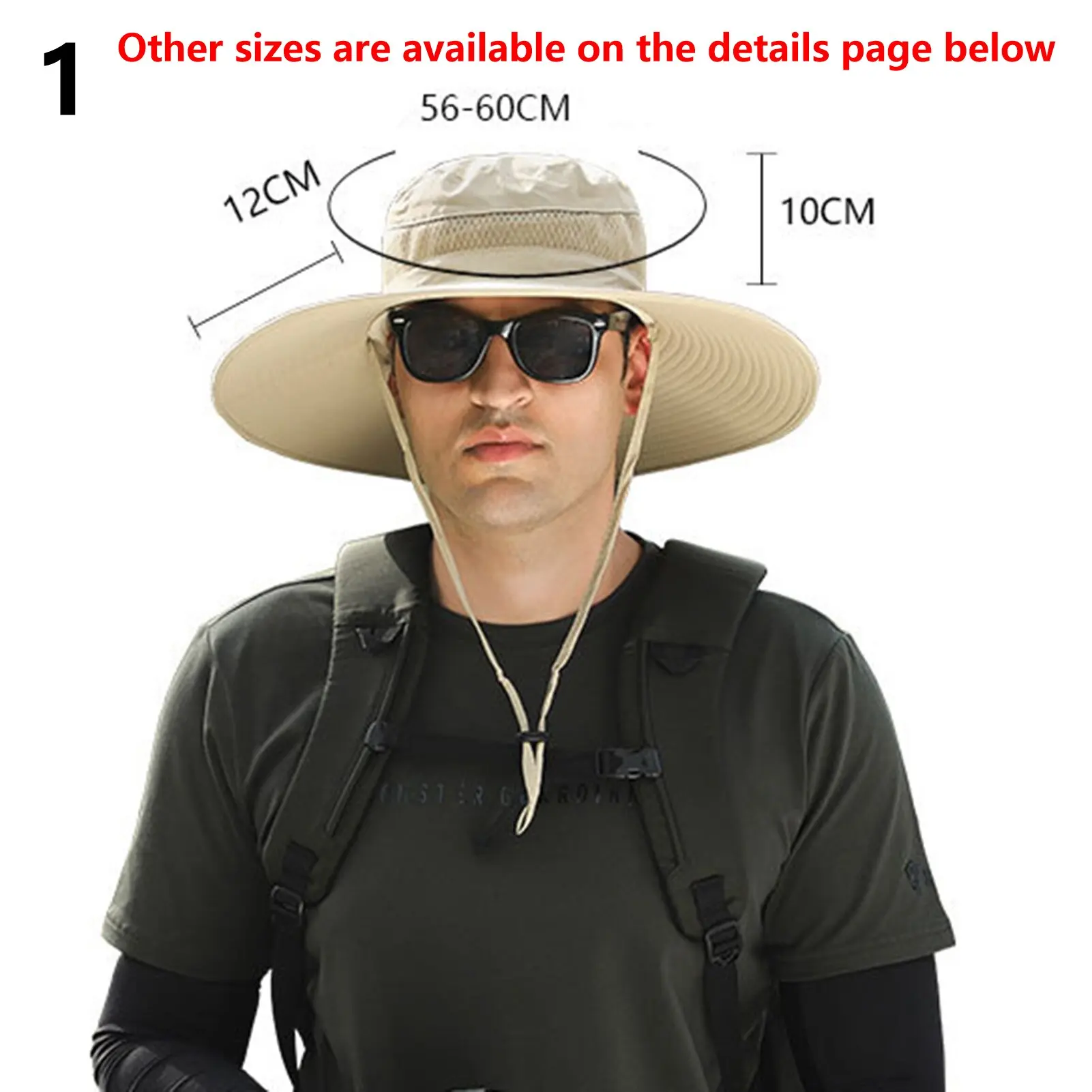 Men Fisherman Hat with 2 Solar Fan USB Charging Anti UV