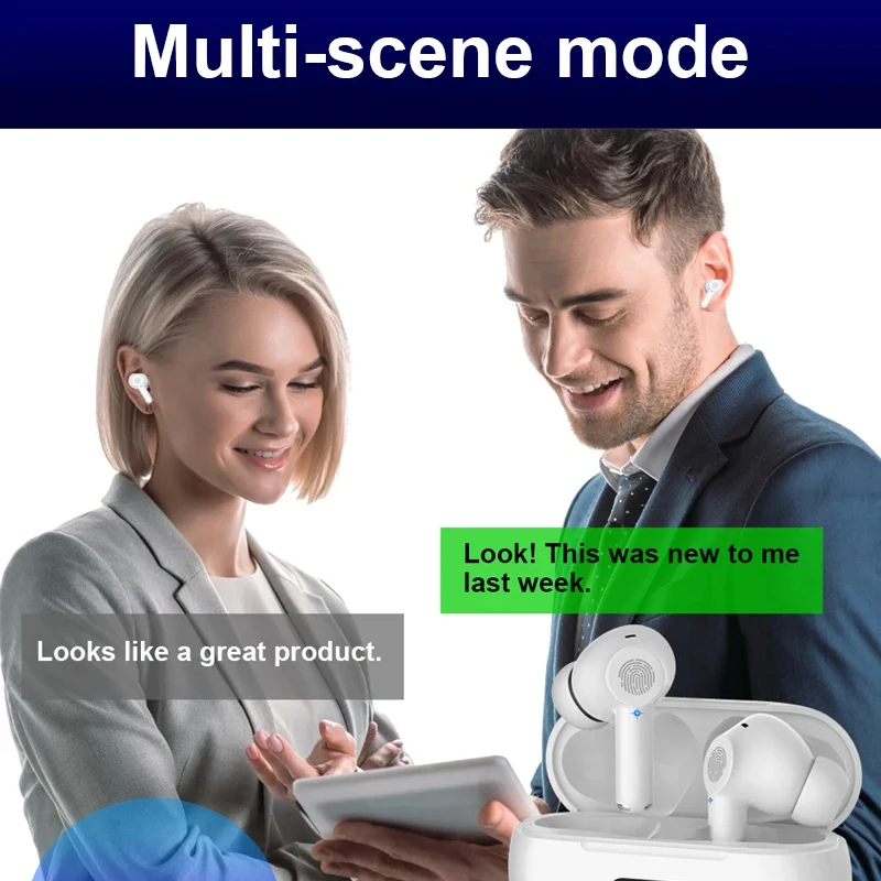 Wireless Translator Earbuds BT5.3Noise Cancelling Support Real-time Translation in 144 Languages with Microphones Charging Case
