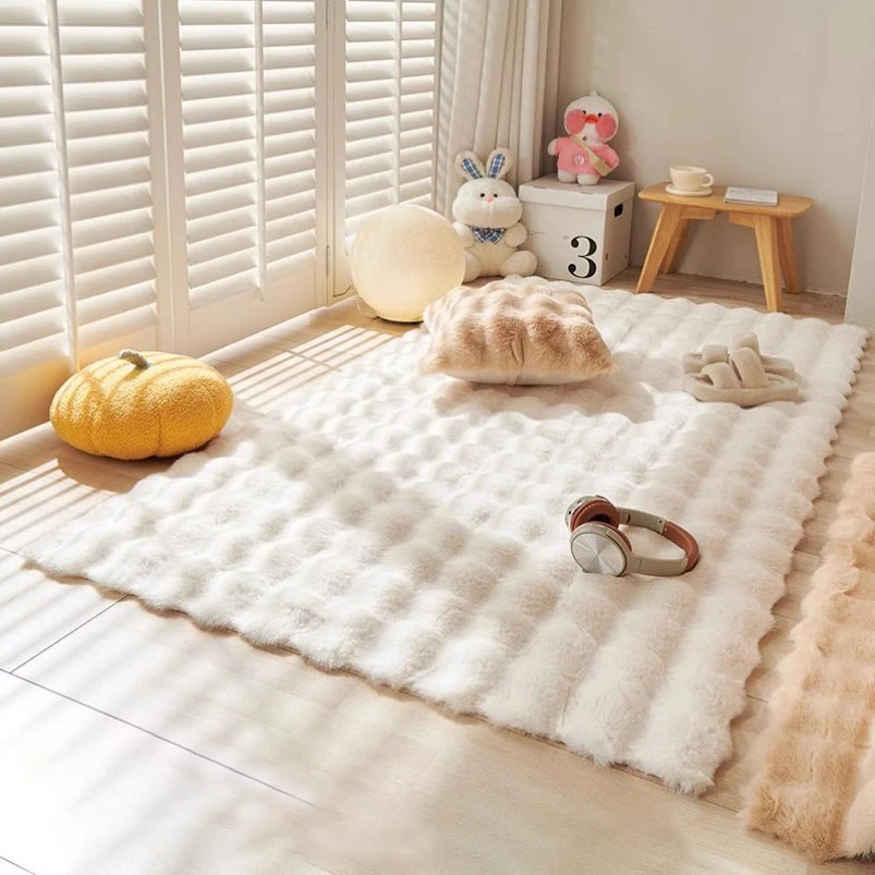 Fluffy Imitation Rabbit Fur Soft Plush Rug Bubble Carpet Non-Slip Sofa Cushion for Living Room Kids Bedroom Decor Home Mat 2