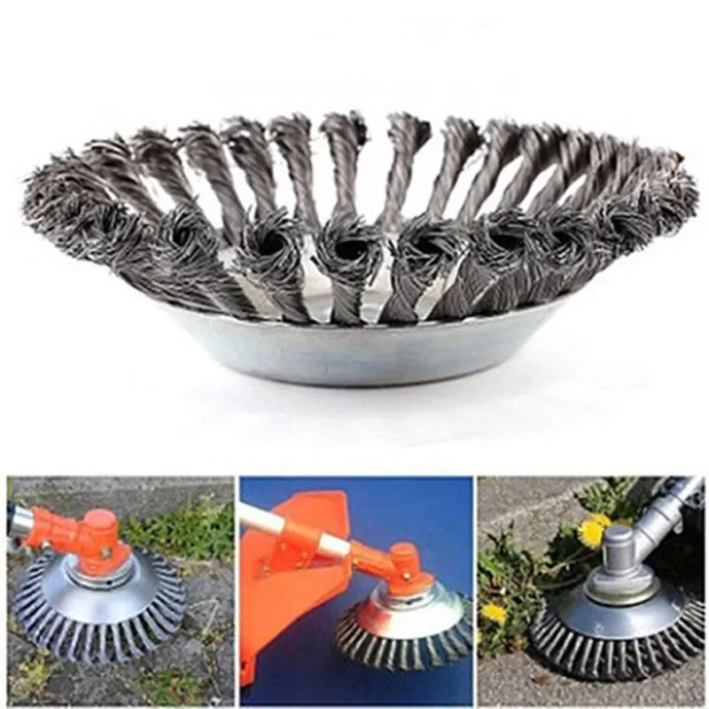 

8 Inches Steel Wire Wheel Brush Trimmer Head Garden Lawn Mower Grass Eater Trimmer Brush Cutter Tools Dust Removal And Polishing