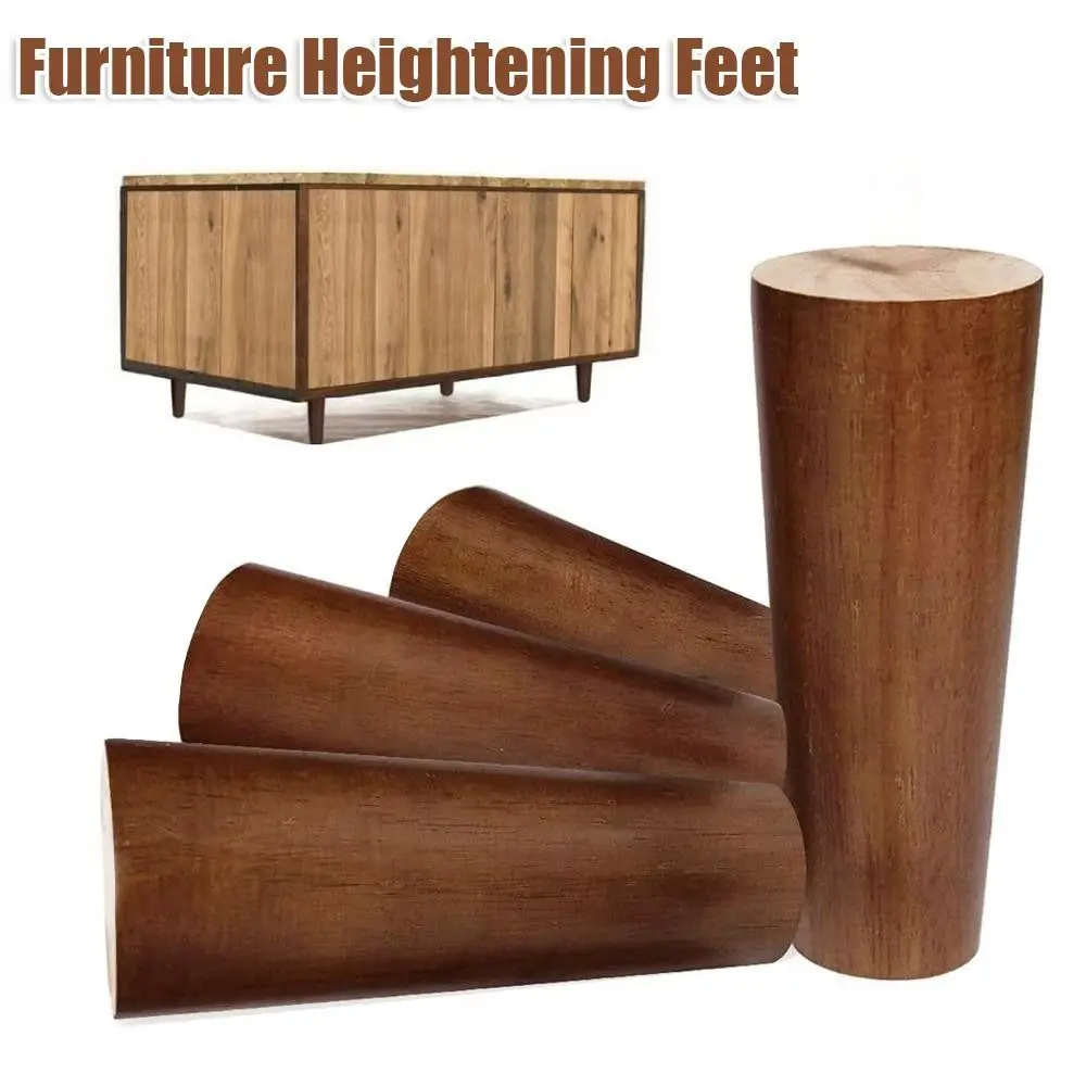 Stylish Solid Wood Conical Furniture Legs with Iron Plate