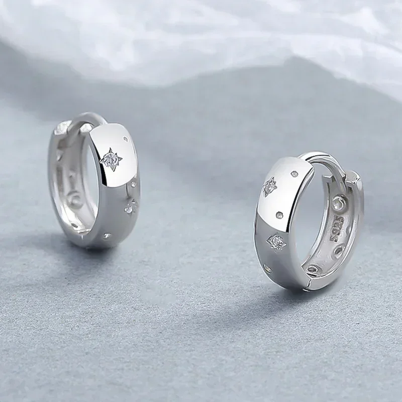 TrustDavis 리얼  18k glod 별 후프 귀걸이 여성용 딸 소녀 Daily Fine Jewelry DS4160