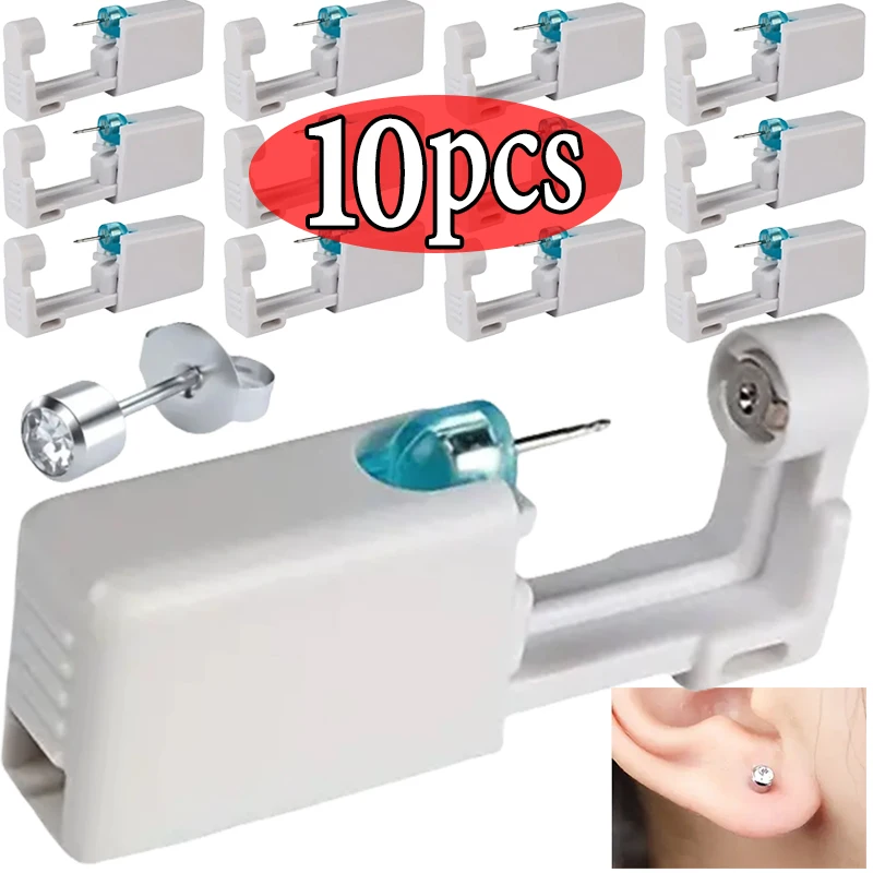 110PcsSafetyEarPiercingGunKitWhiteDisposableDisinfectSafety