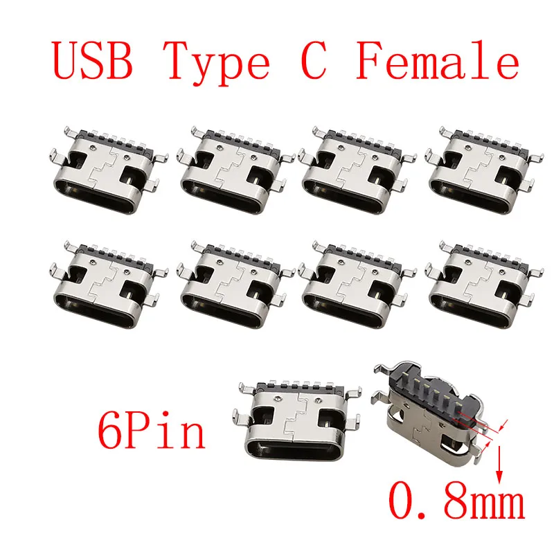 USB Type C Female Jack Charging Port Connectors - Pack of 10
