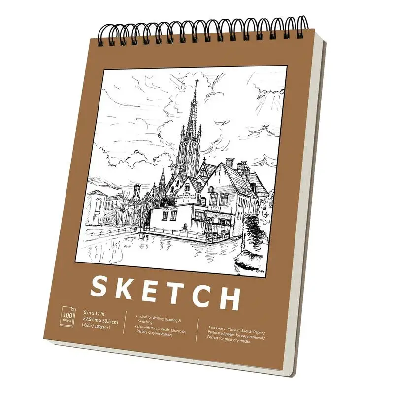 

Sketchbook for Kids Artist Sketch Pad Top Spiral Bound 100-Sheets Acid-Free Art Sketchbook 9x12inches/23x30cm Drawing Paper Pad