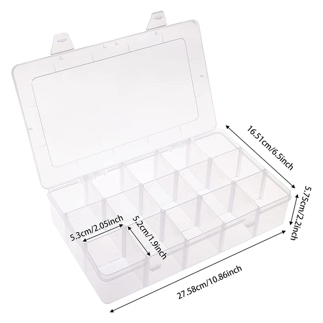 1pc 15 Girds Clear Large Plastic Organizer Box with Dividers Bead for Jewelry  Box Craft Storage