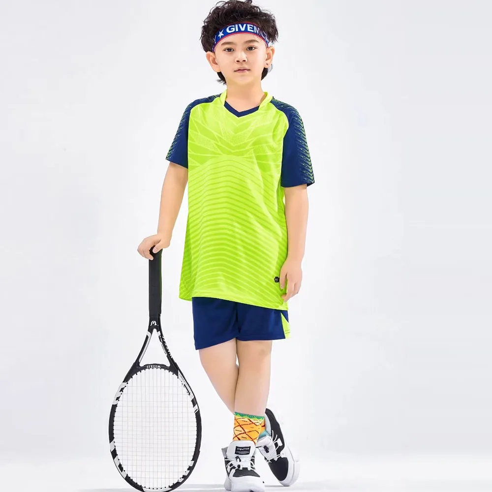 2 Pieces Children Tennis Suit Set Summer Short Sleeve T-shirt Shorts Tracksuit Boys Girls Badminton Ping Pong Sportswear