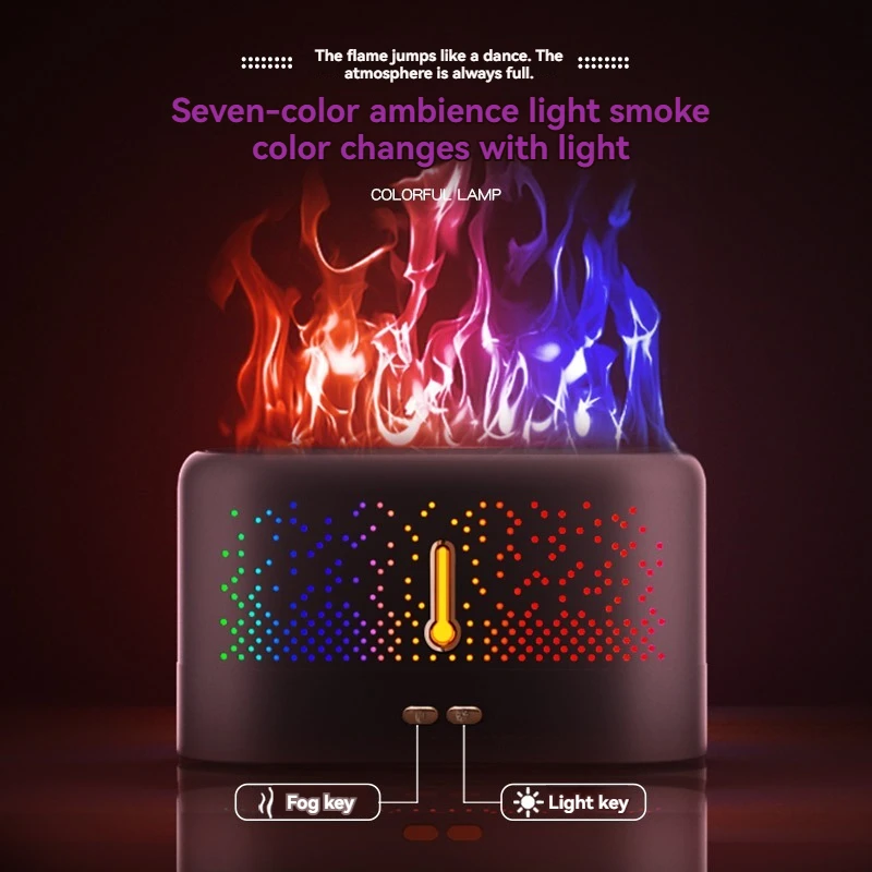 Colorful Flame Air Aroma Diffuser Humidifier Ultrasonic Cool Mist Maker Fogger Led Noiseless Essential Oil Flame Lamp home fragrance products