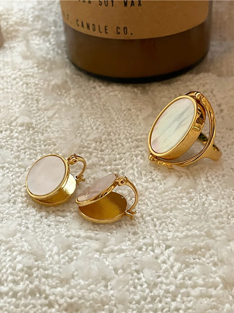 European and American Fashion Retro Contracted Acrylic Rotating Abalone Stripes Middle Finger Ring