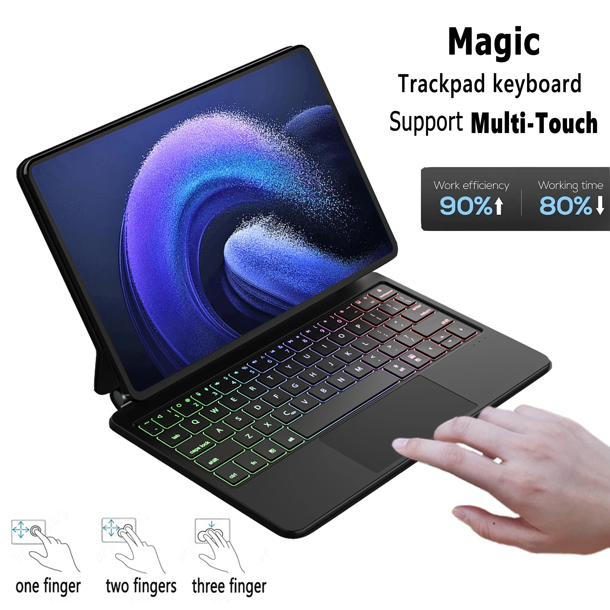Фото Волшебная клавиатура для Xiaomi Pad 6 Pro 11 2023 Mipad 6 Mipad6 русский корейский испанский AZERT немецкий иврит арабский волшебный чехол с клавиатурой №3