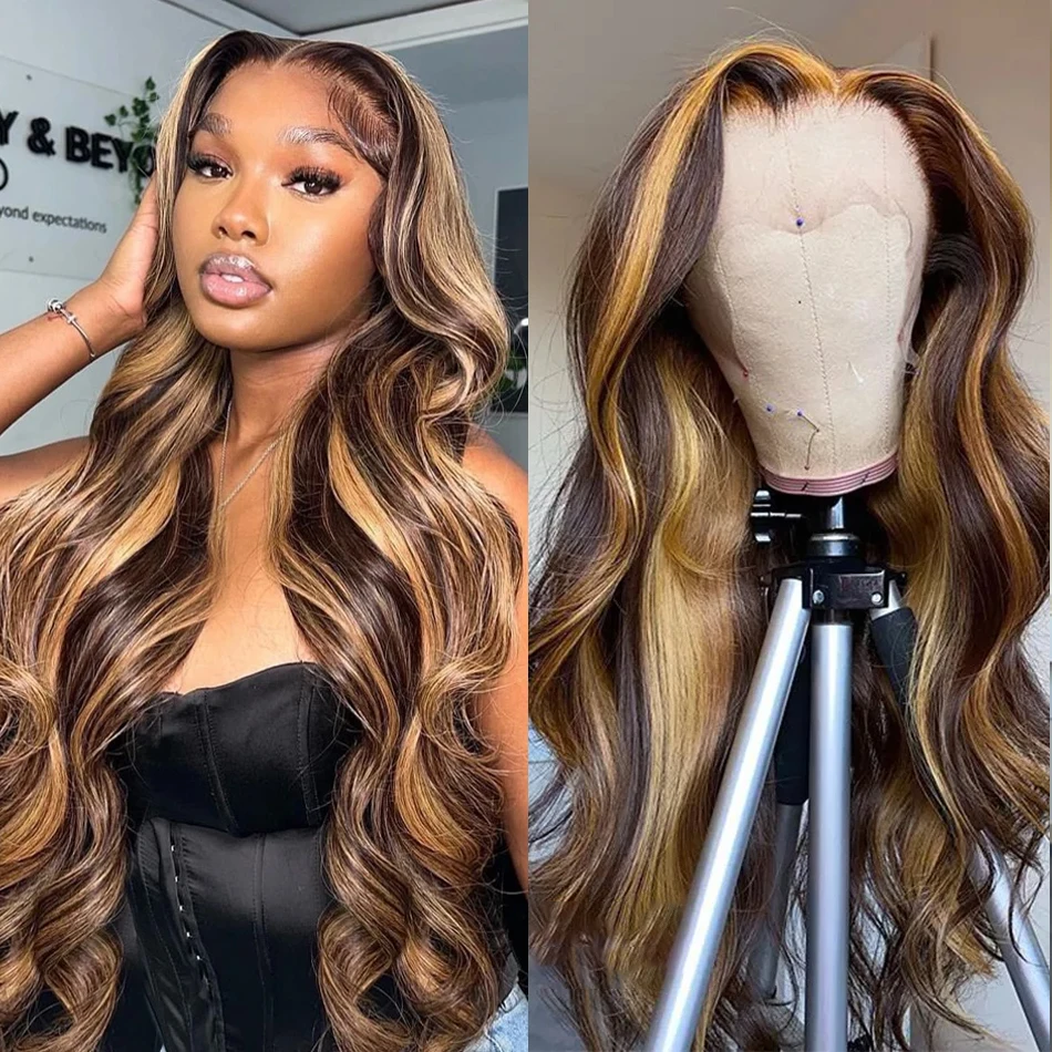 30 32 Inch Ombre Honey Blonde Lace Front Wigs Brazlian Human Hair Colored 13x4 Lace Frontal Human Hair Wig Body Wave Frontal Wig