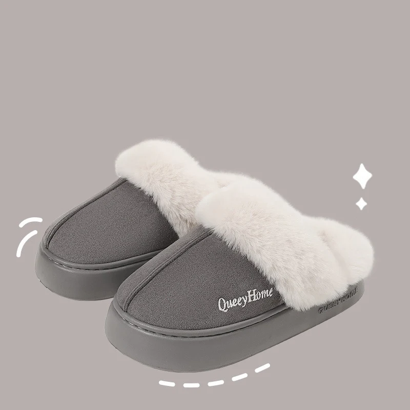 Comwarm Winter Women Cotton Slippers Thick Sole Warm Plush Women Slides Fashion Fuzzy Female Platform Shoes Fluffy House Slipper 6