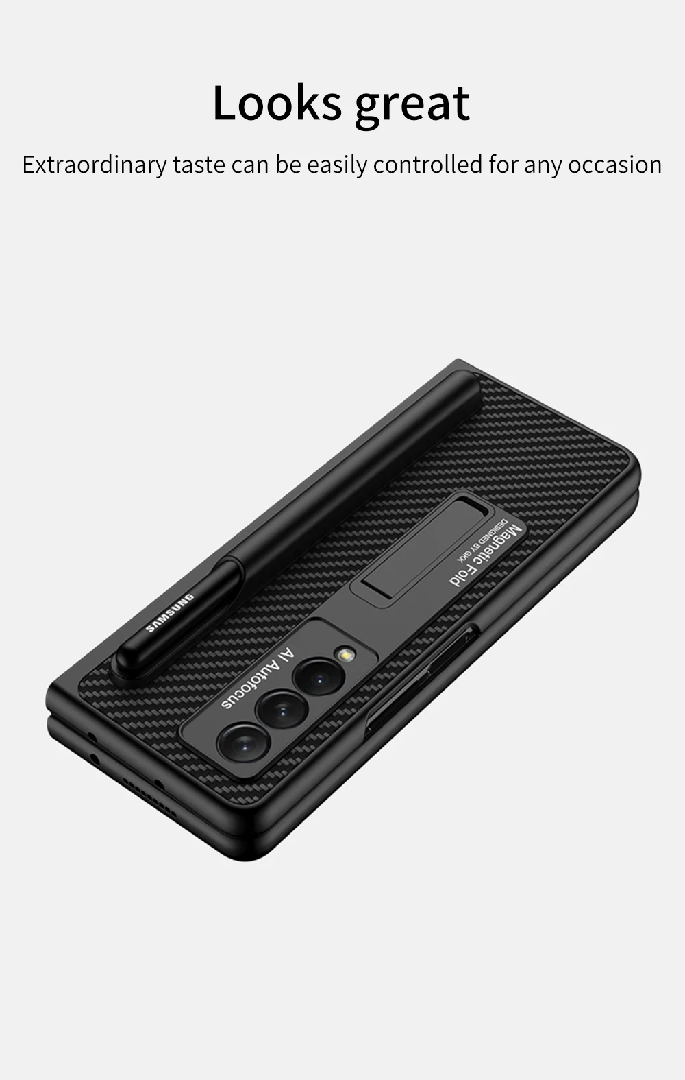 S Pen Holder Case for Samsung Galaxy Z Fold 3 5G With Magnetic Kickstand