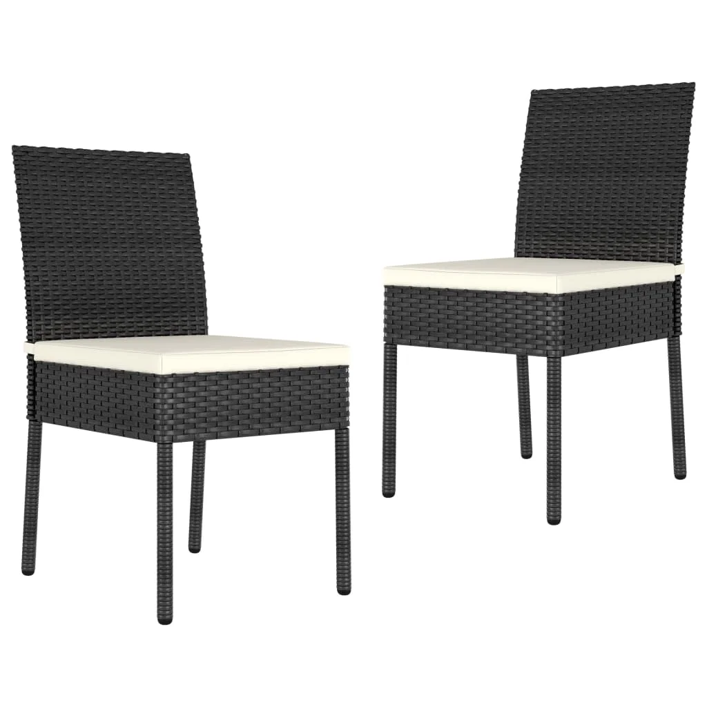 Outdoor Patio Dining Chairs Deck Porch Outside Furniture Set Garden Lounge Decor 2 pcs Poly Rattan Black