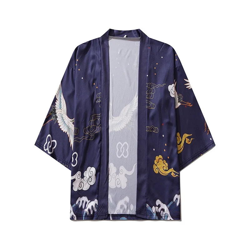 Japanese Traditional Dragon Pattern Kimono Cardigan Retro Samurai Tops Harajuku Haori Oversized Cardigan Yukata Men Clothing