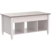 White Coffee Table with Lift Top, Lift Up Coffee Table with Storage Shelf/Hidden Compartment, Pop Up Coffee Table 5
