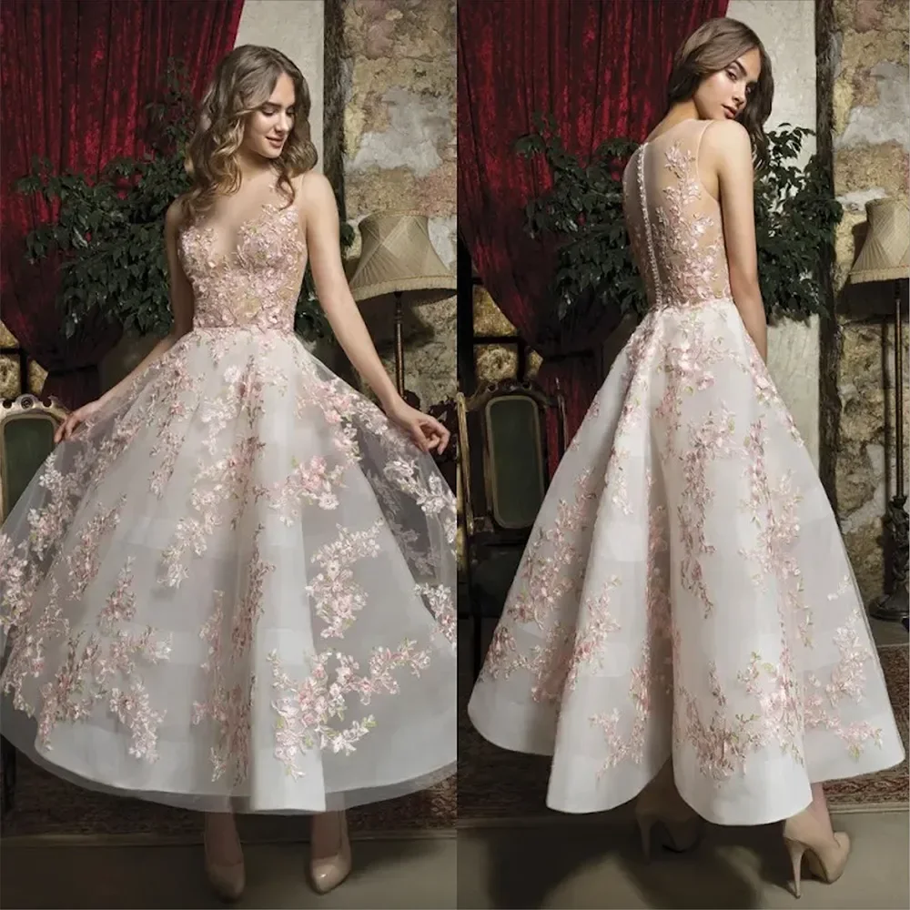 2024 Rózsi báli dresses appliqued Kivétel nélküli Drágaság nyakú a++ Osztóvonal Rövid távú Alaki estélyi gowns Szállodai küldönc Hátsó Boka Hossz Hazatérés ruhát