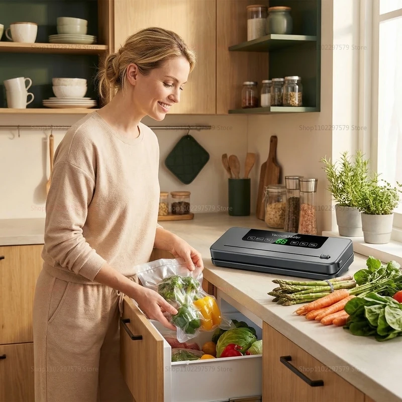 Vacuum Sealer Machine for Dry and Wet Food Food Storage Sealing with Built-in Cutter UV Kitchen Food Vacuum Packaging Machine 5