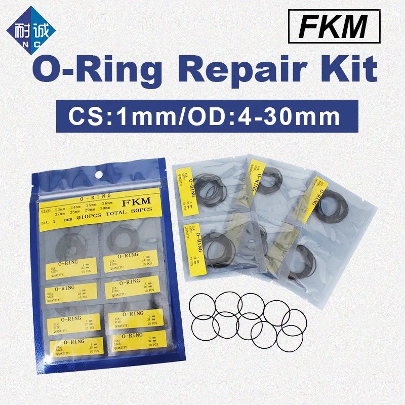 

Набор уплотнительных колец из флюоровой резины черного цвета, FKM cs1 мм, OD4-30 * 1 мм, маслостойкая и износостойкая прокладка, уплотнительное кольцо высокого давления