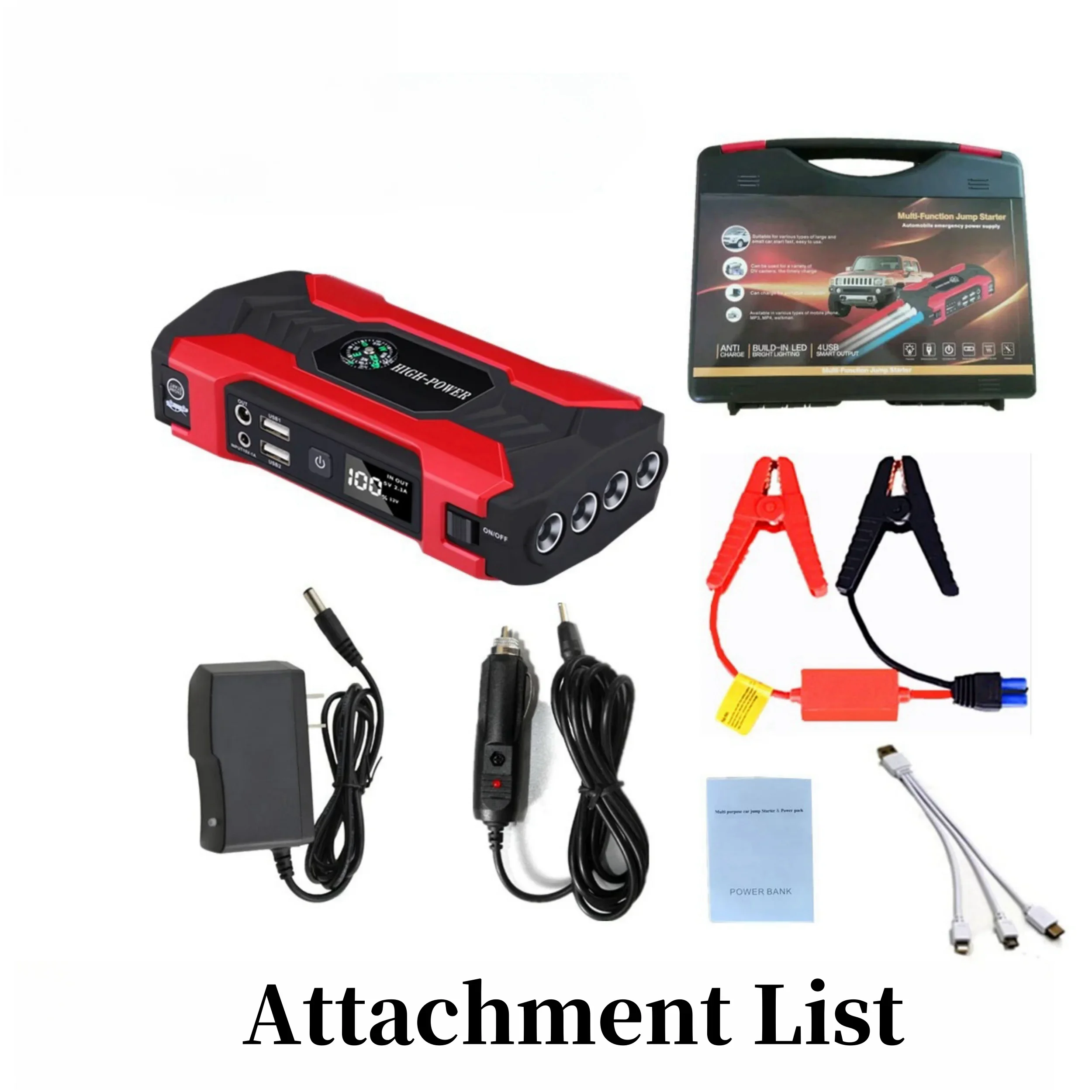 

WTS 20000mah Portable Jump Starter Charger for Car ROM with LED Flashlight and Power Bank