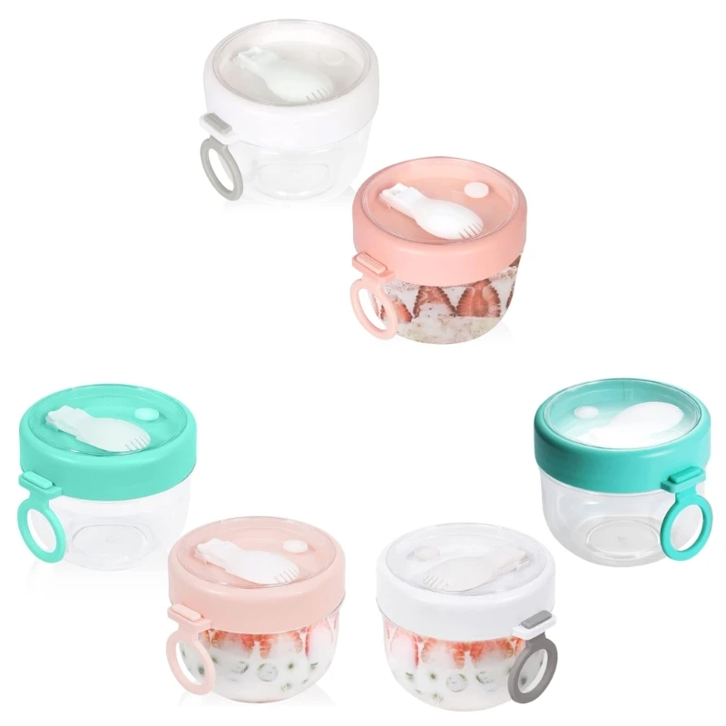 

2023 New 2 Pcs 600ml Overnight Oat Containers Portable Breakfast Yogurt Jars Leak-proof Dessert Cups Reusable Storage Jars