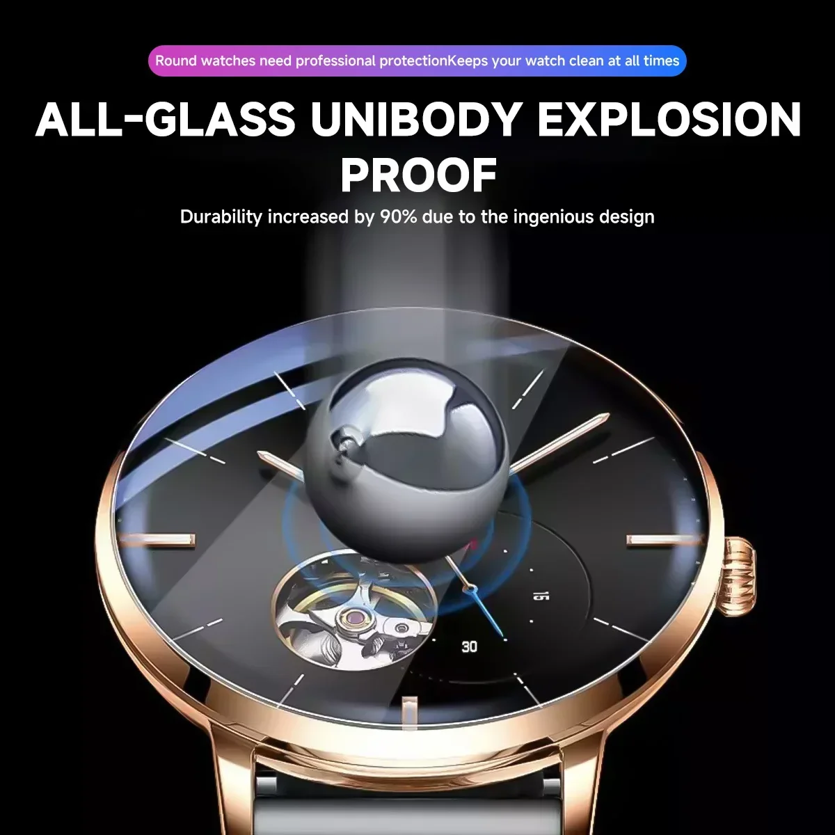 Screen Protector 26-46mm Universal Tempered Glass Smartwatch Screen Protector Protective Film 28mm 30mm 32mm 38mm 40mm 41mm 42mm Diameter 2-5PCS