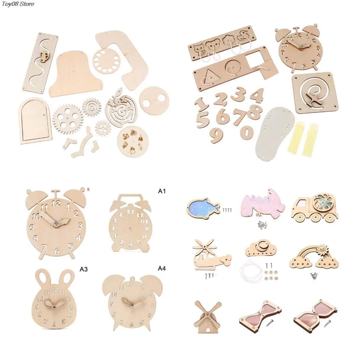 

1PC Clock Gear Dinosaur Hourglass Cat Skateboard Sparrow Eating Rice Door Shoes Phone Bunny Horse Seesaw Busy Board Accessories