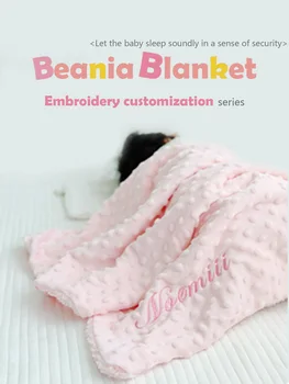 Nome personalizzato personalizzato lettera ricamata per la cameretta dei neonati Coperta di fagioli per bambini Regali robusti fatti a mano per il compleanno della ragazza del ragazzo 1