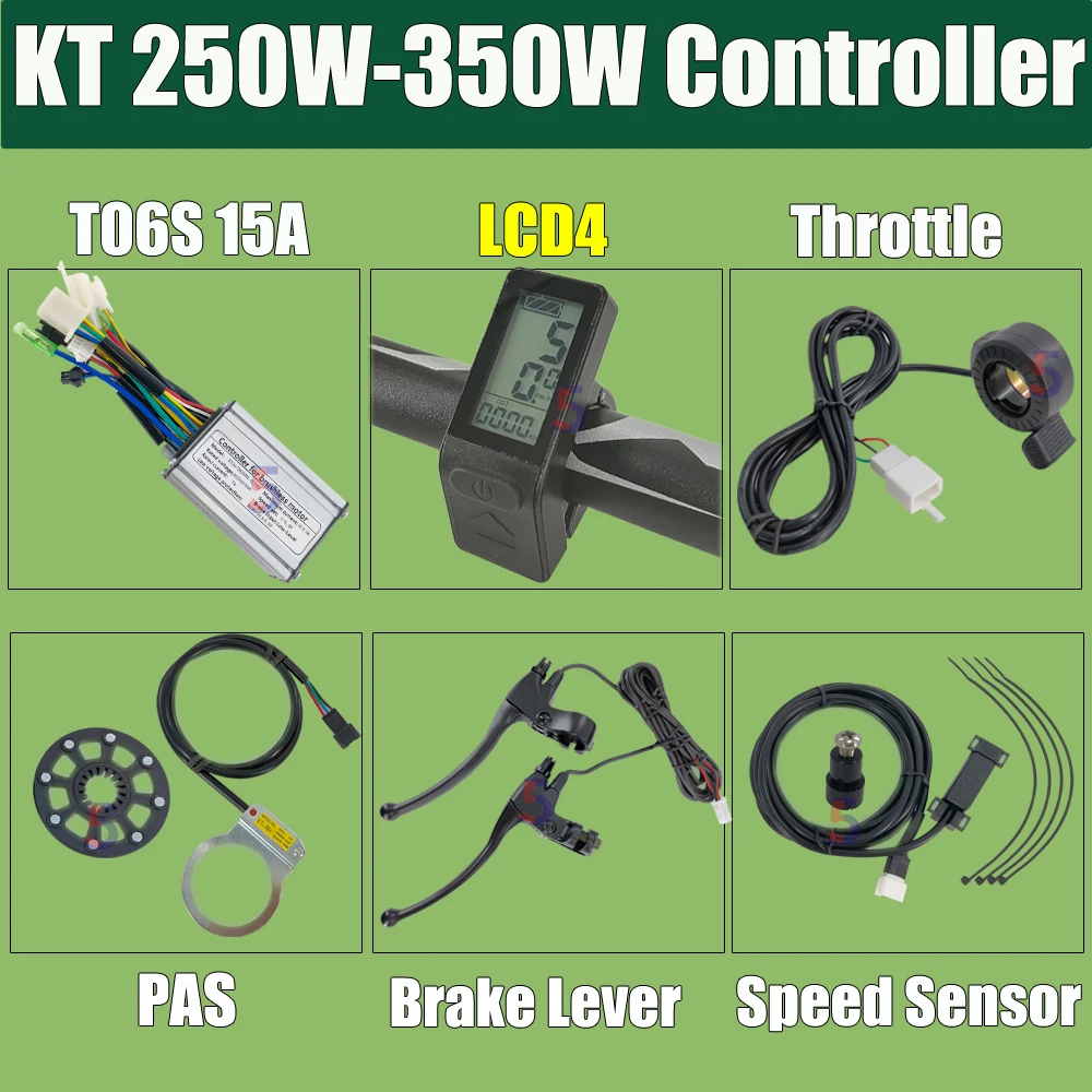 Bafang Ϳ Ʈѷ ŰƮ, AKM Ϳ KT ÷   Ʈѷ, T06S Ebike 250W 350W, 24V 36V 15A, 250W 350W