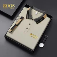 BOOSHREAFREAR Nouveau polo brodé de haute qualité pour homme, à manches courtes, tendance, idéal pour les affaires et les loisirs 4
