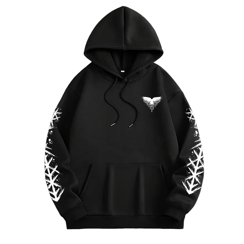 Mens Norse Raven Wolf Hooded Sweatshirt Winter Casual