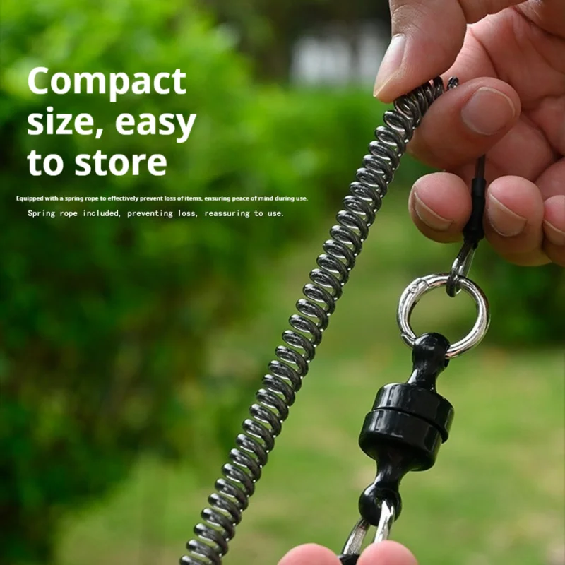 Magnetic Retractable Fishing Lanyard with Carabiner Attachment