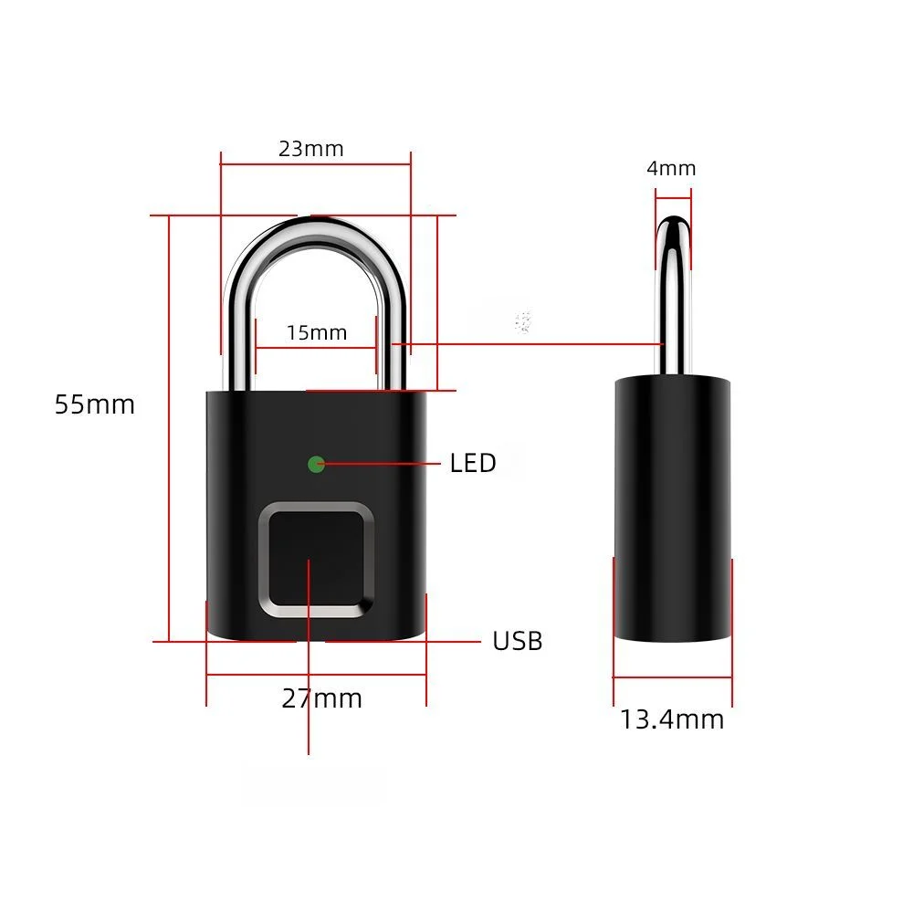 New office Bluetooth black technology smart fingerprint padlock, mini cabinet, luggage and bag lock in dormitory for the_voghion.com