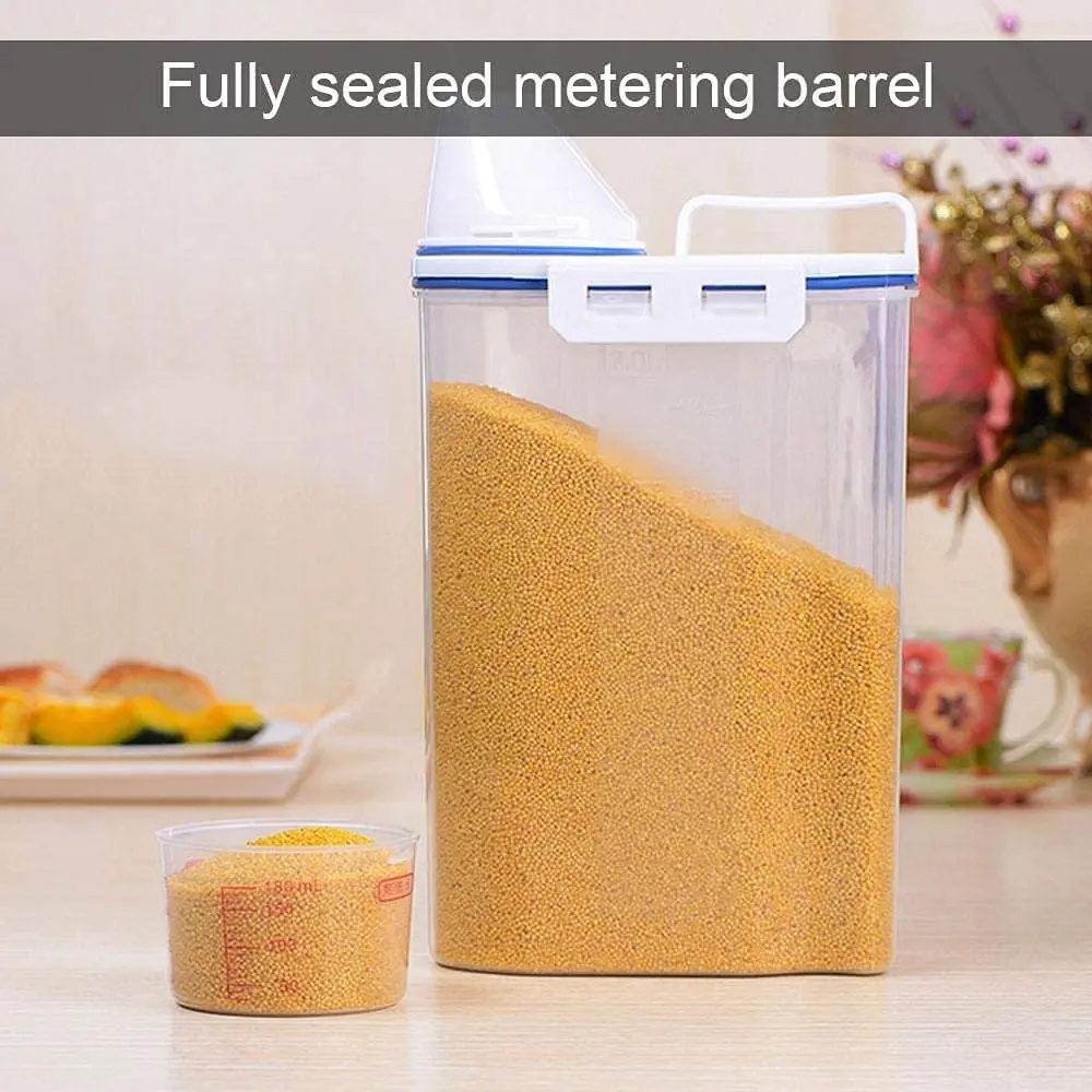 Baking with Lids Rice Storage Bin Food Storage Box Cereal Containers Dispenser with Measuring Cup